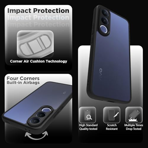 Image of RIGGEAR Shockproof Sleek Hybrid Armor Back Cover Case for Vivo V70 FE 5G (Clear PC + Black TPU Bumper)