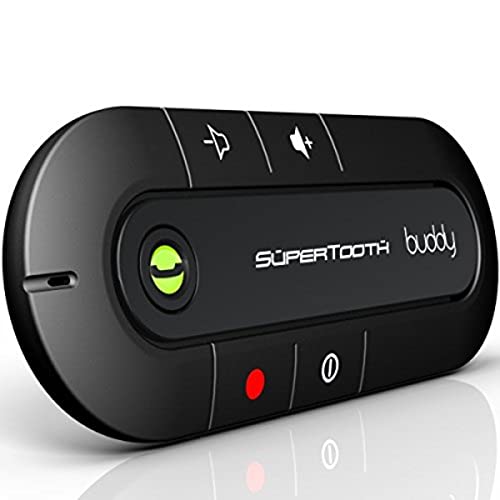 Supertooth Buddy Kit Main Libre Bluetooth Universel Kit Main Libre Voiture Fixation Pare-Soleil sans Fil Bluetoth Technologie Multi-Point Boutons de Contrôle Compatible Smartphone/Tablette - Noir