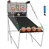 HOMCOM Jeu de Basketball Arcade Pliable à 2 Panier 4 balles Pompe de gonflage, Panier de ...