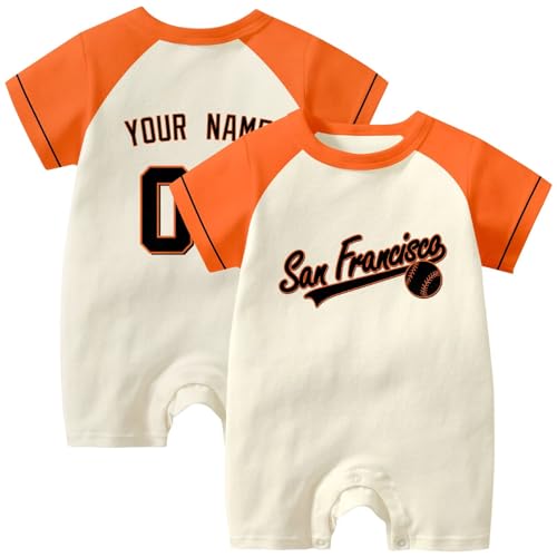 Image of KREDE Baby Clothes Unisex Bodysuit White Custom Name Number for Baby Boys