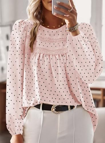 Image of Falechay Womens Tops Flowy Boho Dressy Casual Lace Cute Long Sleeve Shirts