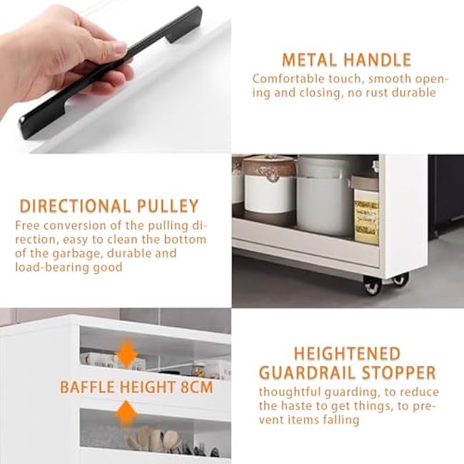 Slim Rolling Spice Rack Cart 7-Tier Wooden Storage Shelf on Wheels Narrow Kitchen for Pantry & Dining Room Buffet Server Unit (S Gray)-zxi551gP