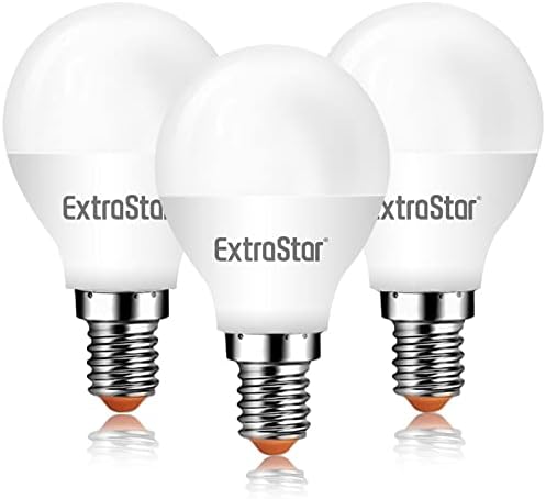 EXTRASTAR E14 LED SES Golf Ball Bulbs, 6W Small Edison Screw G45 Bulb, Warm White 3000K Energy Saving Light Bulb, 42W Equivalent, 510LM, Non-Dimmable, Pack of 3