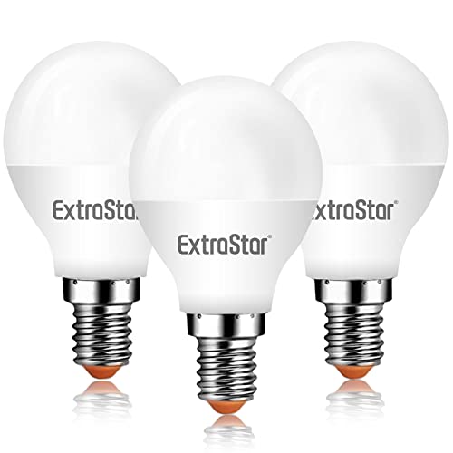 EXTRASTAR E14 LED SES Golf Ball Bulbs, 6W Small Edison Screw G45 Bulb, Warm White 3000K Energy Saving Light Bulb, 42W Equivalent, 510LM, Non-Dimmable, Pack of 3