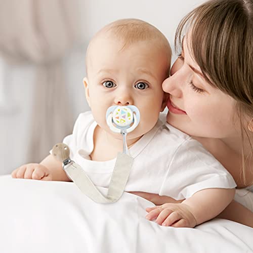 RUBY 3PCS Schnullerkette Stoff Set,Schnullerband Baumwolle,Cotton Schnullerkette MäDchen und Schnullerkette Junge,Schnullerketten mit Buchenholz Clip – Bild 7