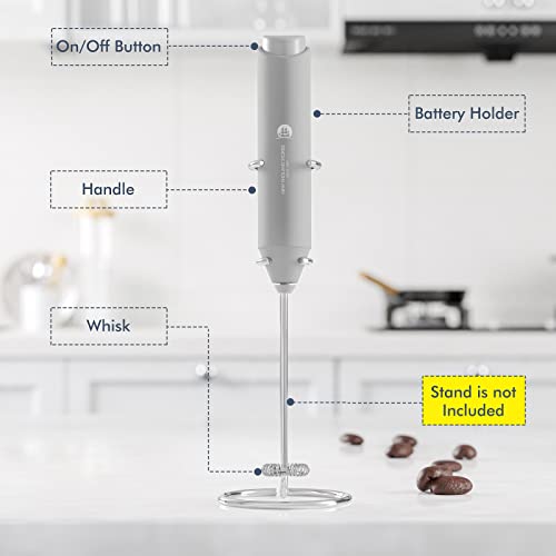 Image of Powerful Milk Frother Handheld Foam Maker, Mini Whisk Drink Mixer for Coffee, Cappuccino, Latte, Matcha, Hot Chocolate, No Stand, Grey