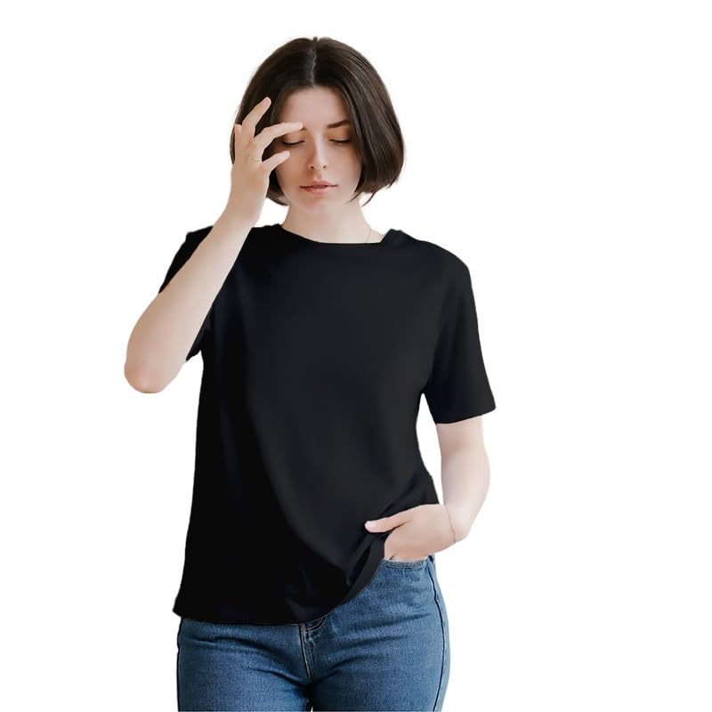 JAVA IMPRESSIONS Casual Plain T-Shirt for Women | Girls Solid Plain T-Shirts | Half Sleeve Cotton?T-Shirt
