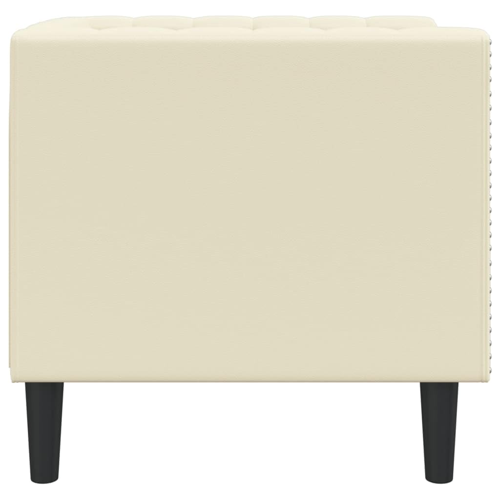 Poltrona Chesterfield in Ecopelle Crema con Rivestimento Capitonné, Sedia Imbottita per Soggiorno e Salotto, Seduta Comoda e Design Classico, Facile da Pulire, Materiale