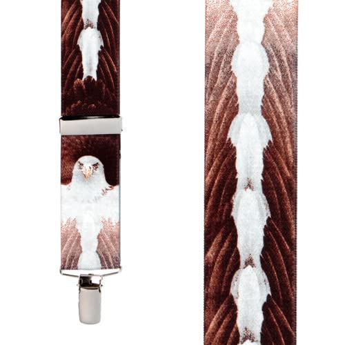 Suspender Store Novelty Eagle Design Suspenders - 1.5-Inch Wide Elastic - X-Back - Clip - 54