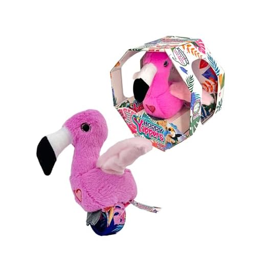 HAPPY YAPPERS Flamingo - Pajarito Interactivo Que Canta, Mueve Las Alas y Repite lo Que Dices, Incluye Brazalete y Cable de Carga, Modelo Flamingo de 6 Diferentes Disponibles, Famosa (HPA00200)