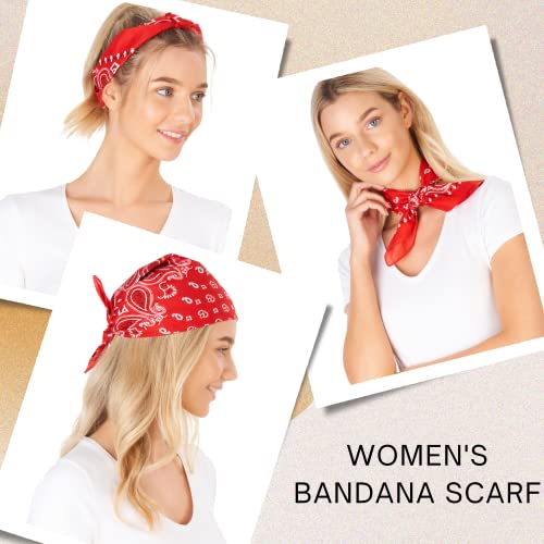 Red Bandana For Men & Women - Cotton Red Bandana Headband Paisley Scarf - Hair Bandanas For Women - Pirate Bandana Scarf - Red Headband Large Bandana - Headwear Cycling Cowboy Sports Neckerchief #TOP4