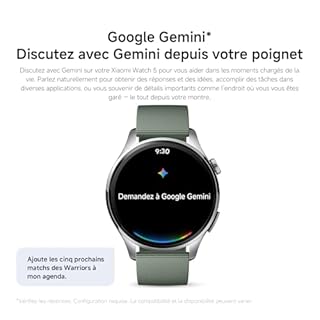 XIAOMI Watch 5, Montre connectée Wear OS by Google, paiement sans Contact NFC, IA Gemini, écran 1,54", Jusqu’à 6 Jours d’autonomie, GPS Fitness, contrôle gestuel, boîtier 47 mm, Bluetooth, Noir