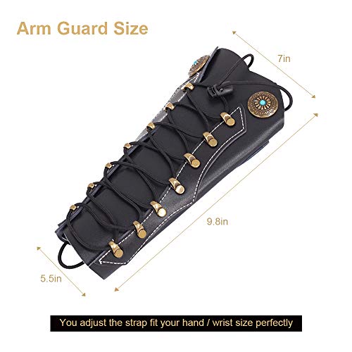 Tophunter Archery Armguard，Handmade Leather Forearm Protector Bracers，Adjustable Arm Guard Protective Gloves For Left Hand With Laces Wristband，Bow Gear Accessories For Hunting Recurve Traditional Bow #TOP2