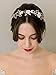 SWEETV Handmade Bridal Headband Flower Wedding Hair Accessories for Brides Hair Pieces Gold Flower Girl Headpieces