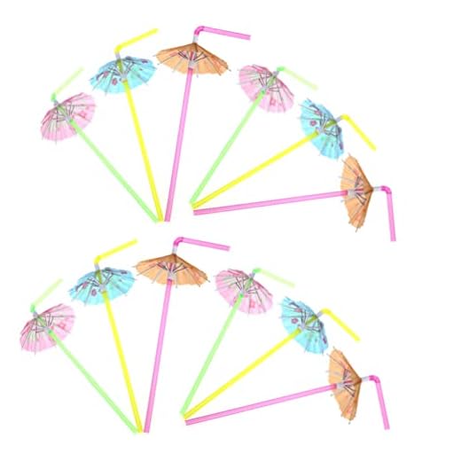 Luxshiny 150 Peças Decoração De Verão Guarda-sóis Para Areia Canudos De Copo Havaiano Canudos Guarda-sol Decoração Decoração De Festa Luau Guarda-chuva Coquetel Banquete