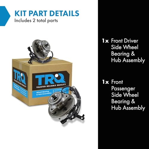 Image of TRQ Front Left and Right Wheel Bearing & Hub Assembly Set 2 Piece for 2006-2010 Ford Explorer 2007-2010 Explorer Sport Trac 2006-2010 Mercury Mountaineer