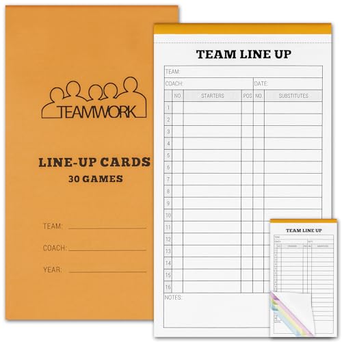 IOYSUT Softball/Baseball Lineup Cards,Team Sports Roster,180 Sets,16 Player Baseball Sheets,4 Part Carbonless,4.5 x 8in
