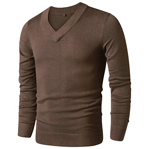 LTIFONE Sweaters for Men, Mens V Neck Sweater Slim Fit Comfortably Knitted Long Sleeve Casual Business Pullover Dress Sweater