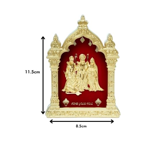 Image of EKA Temple Series Ramdarbar Tabletop |Gold Foil | Ram Sita Lakshman Hanuman Showpiece for Home Temple, Pooja Room & Office Decor | Diwali, Housewarming & Spiritual Gift (9cm x 4cm x 11cm)