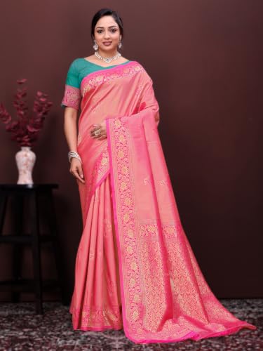 Image of Women's Banarasi Art Silk Woven Design Saree With Unstitched Blouse Piece I Traditional Indian Ethnic Wear