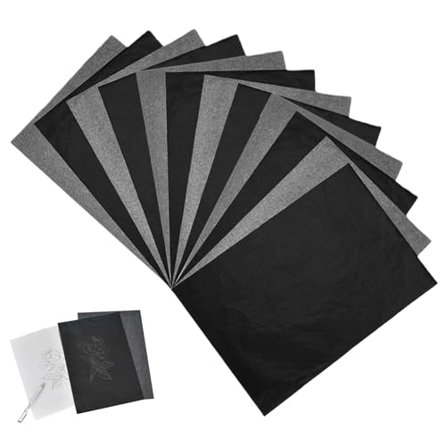 50 Blatt Pauspapier A4 Kohlepapier Transferpapier Kohlepapier zum Nachzeichnen Abpauspapier Durchschlagpapier Pauschpapier A4 Schwarzes Graphitpapier Transfer für Paper Leinwand Holzprojekten