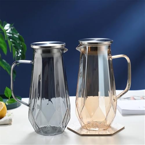 Pichet à eau en verre de qualité supérieure avec couvercle design gris - 4