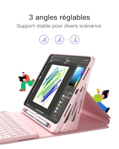 Inateck Coque Clavier iPad A16/10e Gén, Bluetooth 3 Canaux – vue 4