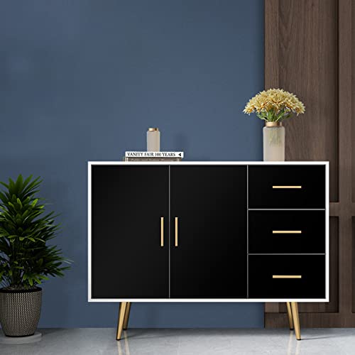 Image of practicalWs 35.4 in x118 in Black Wallpaper Peel and Stick Wallpaper | Shelf Liner Table and Door Reform Decorative
