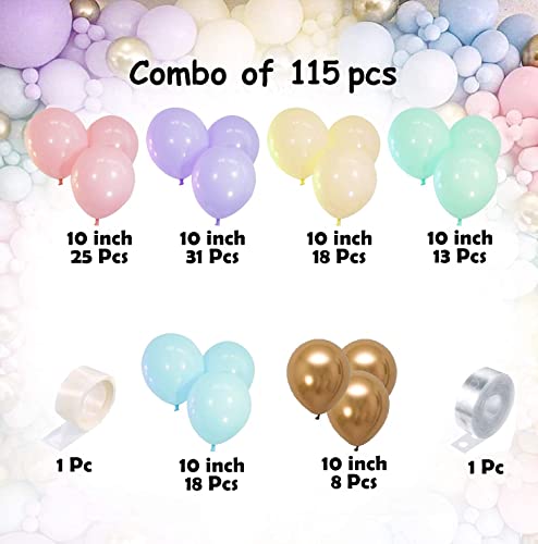 Image of Party Propz Birthday Balloons For Decoration - 115 Pcs Pastel Balloons For Birthday Decoration | Happy Birthday Balloons | Pastel Colour Balloon's For Birthday Decoration