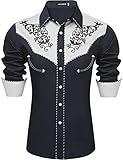 JoZorro Mens Western Shirts Western Long Sleeve Shirts for Men Cowboy Shirt Rhinestone Shirt Pearl Snap Shirts Long Sleeve Western Cowboy Shirt Country Western Shirts Camisa Vaqueras para Hombre