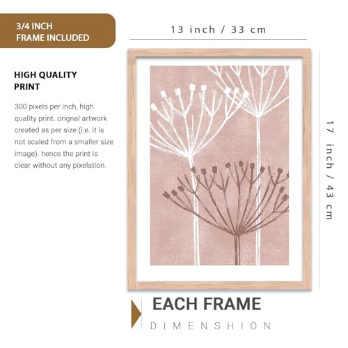 Image of kotart Floral Wall Art Home Decoration | Aesthetic Paintings With Frame For Living Room Bed Room Hotel Wall Decor Digital Reprint Set of 3 (13X17 inch)