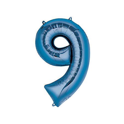 Regina 108051.2, Balão Metalizado Super Shape Número 9 Pack, Azul