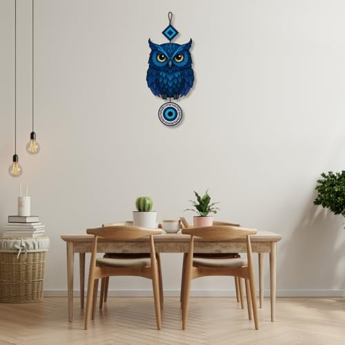 Image of GiftOday Owl Shape Wooden Wall Hanging For Home & Kitchen Decor | Evil Eye Decoration Livingroom, Bedroom | Modern Artwork | Designer Mdf Item | Wall Hanging Ornament Door Decorative (18 x 30 CM)