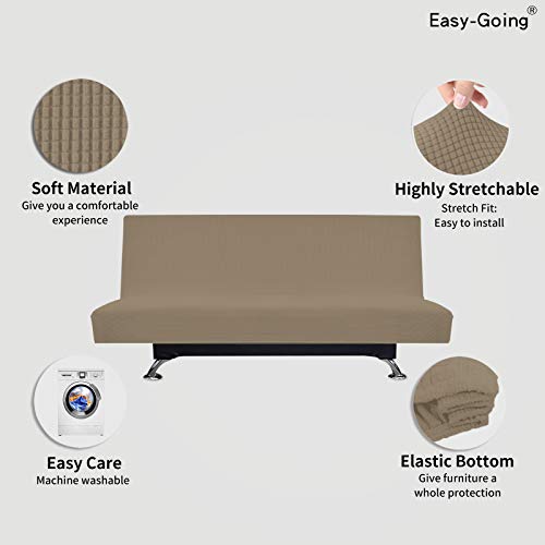 Image of Easy-Going Stretch Large Futon Slipcover Armless Futon Cover Natural