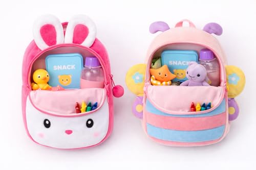 Image of Cartoon Plush Kids School Bag 2-6 Years | Soft Toy Backpack for Boys & Girls | Toddler Nursery Preschool Bag | Lightweight Adjustable Straps