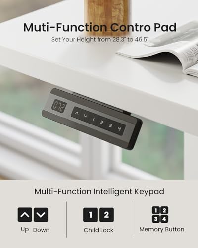 FEZIBO 55×32 inch L Shaped Electric Corner Standing Desk, 4 Memory Height Settings,Home Office & Computer Height Adjustable Table, Ergonomic Sit and Stand Up Workstation with Splice Board,White Top - Image 5