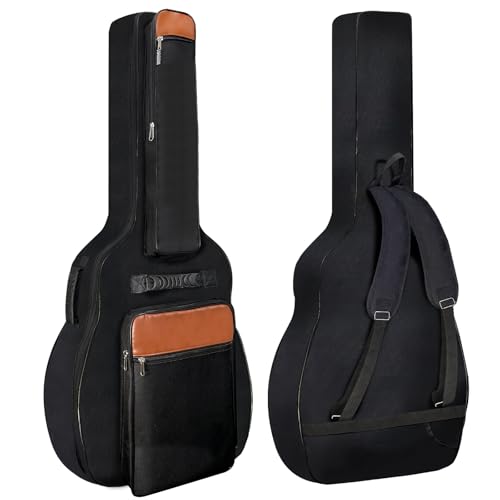 NAGAN Acoustic Guitar Bag with Extra Thick 0.5-inch Padding,40 41 42 inch Gig Guitar Bag with Adjustable Shoulder Straps, Internal Neck Magic Tape, Back Hanger Loop, Waterproof Wear-resistant (Black)