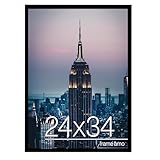 Frame Amo Black 24x34 Picture or Poster Frame, 1 inch Wide Border, Smooth Finish, Acrylic Front