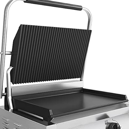 METRO Professional Kontaktgrill Single GPG1202, Edelstahl, 3000W, 43 x 36 x 20 cm, Temperaturbereich: 50-300 °C, 45 Paninis in 60 Minuten, mit Fettabscheidung, Grill, silber – Bild 3