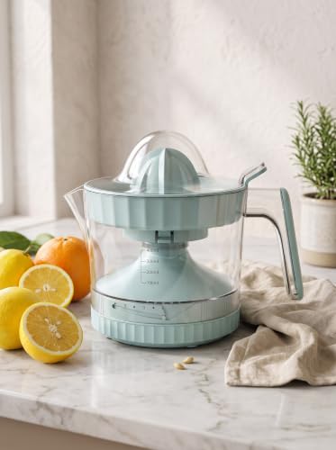 Image of Electric Citrus Juicer 400ML, Mini Automatic Orange Juicer and Lemon Squeezer, Portable Fruit Juice Extractor with Measuring Jug, Compact Kitchen Appliance