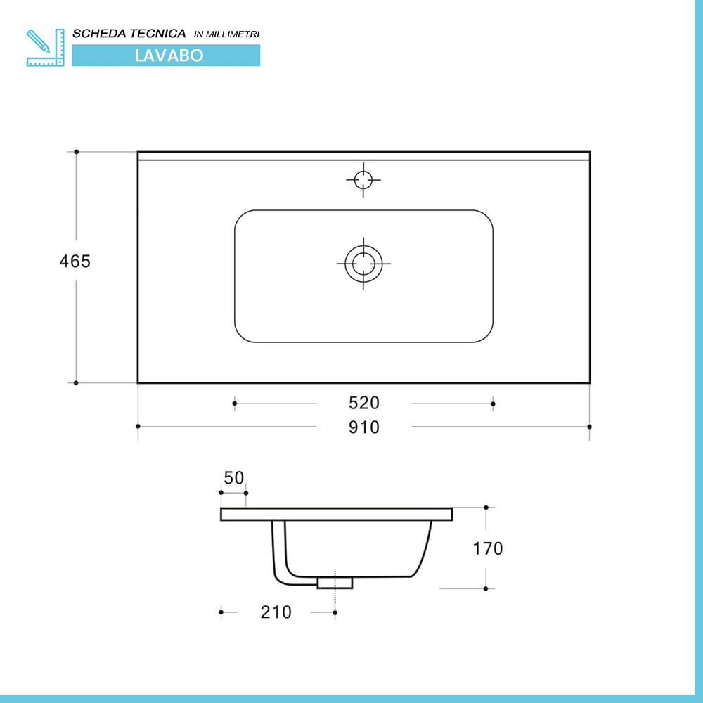 Inbagno Mobile Bagno Sospeso 90 cm Rovere Naturale – Composizione Modulare Con Lavabo In Ceramica E 2 Ampi Cassettoni Soft-Close – Linea Nadia