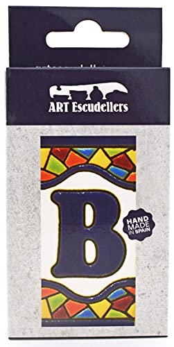 House letters 3 inch. Handpainted house letter tiles for signs, addresses and names. Address numbers for houses. House address numbers and letters. Design Design MOSAICO MINI 2,87" x 1,38" (LETTER B)