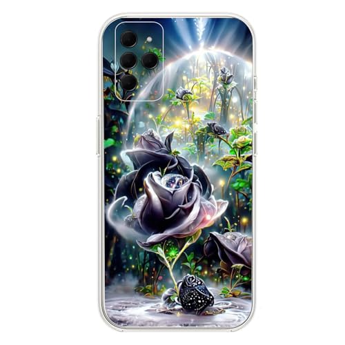 IVY TPU Case for Samsung Galaxy S20 Plus Clear Case with Rose Design, Anti-Yellowing, Anti-Fall,Wireless Charging Compatible Cover - Black