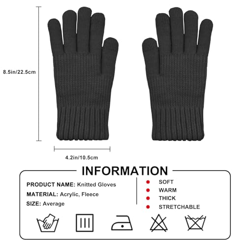 Winter Gloves for Women Warm Wool Touch Screen Ladies Windproof Thermal Knit Fleece Lined Gloves for Cold Weather