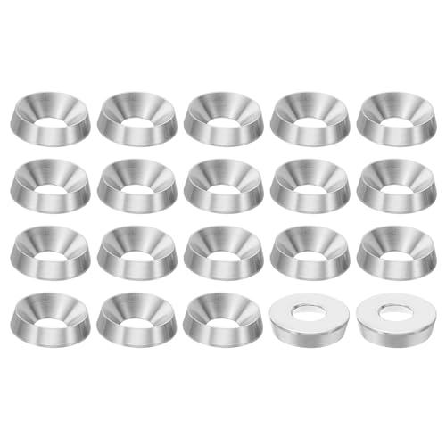 PATIKIL M8 Finish Countersunk Washer, 20pcs 20mm Dia. 5mm Tall Solid 304 Stainless Steel CNC Finish Cup Washer Screw Head Gasket for Industrial Construction