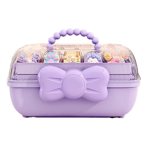 Organizador de pelo genérico para niñas - Caja de almacenamiento para pinzas para el pelo | Organizador a prueba de polvo con asa para accesorios para el cabello, maquillaje, suministros artísticos