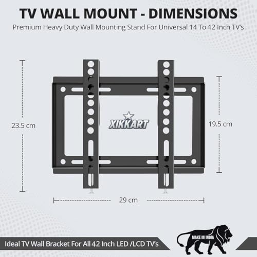 Image of XIKKART TV Wall Mount Bracket for 14-43 Inch LED LCD Smart TVs | Universal Fixed Wall Mount Stand | Heavy Duty Low Profile TV Mount | Supports VESA Compatible Flat Screen TVs