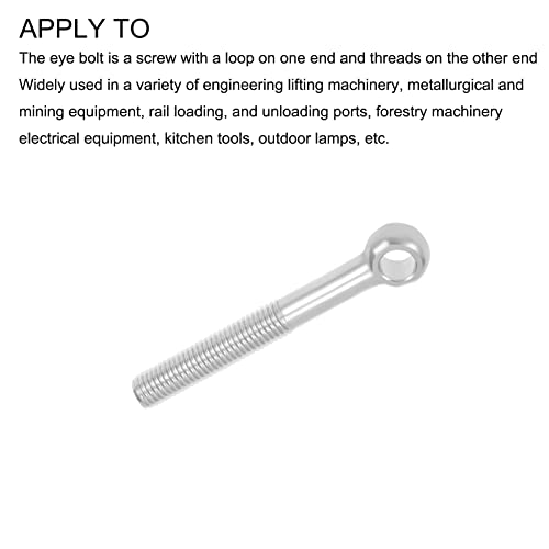 Image of METALLIXITY Shoulder Swing Lifting Bolt (M14x110mm) 1Pcs, 304 Stainless Steel Eye Bolts - for Home Renovation, Pipeline Gate Valves Fasteners, Silver