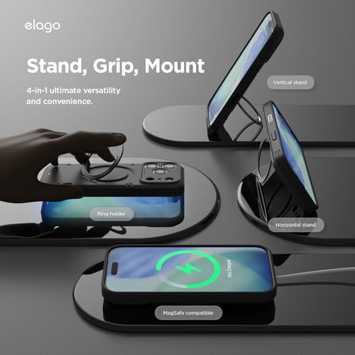 Coque iPhone 17 Pro Max MagSafe antichoc avec support rotatif 360°