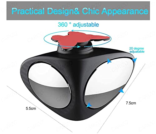 Image of CARIZO Rear View Blind Spot Mirror | Double Lens | Stick on Mount | Adjustable Wide Angle | Compatible with All Cars - Left Side